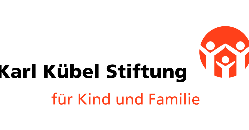 the Karl Kübel Stiftung  logo with "für Kind und Familie" text ("for Child and Famil") and an orange circle with two adult stick figures holding hands over a child stick figure.